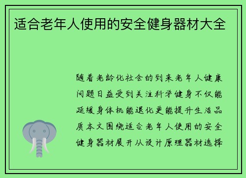 适合老年人使用的安全健身器材大全